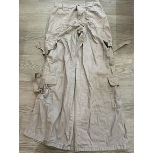 No Boundaries Womens khaki Twill Wide Leg Cargo Pants Size S (4-6)
